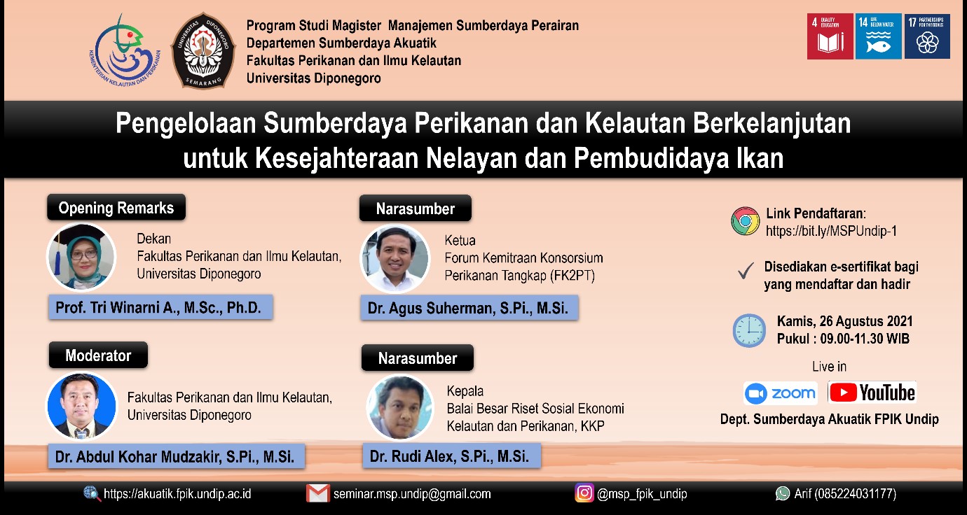 Seminar Online “Pengelolaan Sumberdaya Perikanan dan Kelautan Berkelanjutan untuk Kesejahteraan Nelayan dan Pembudidaya Ikan”