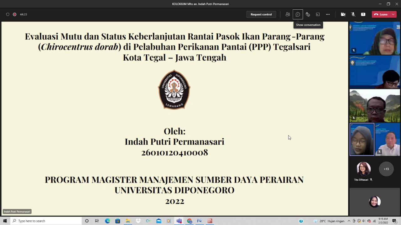 Indah Putri Permanasari, Ujian Kolokium Proposal Tesis Magister Manajemen Sumberdaya Perairan