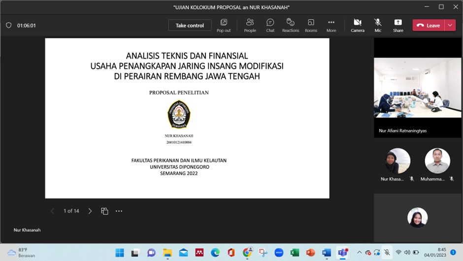 Ujian Kolokium Proposal Tesis Program Magister Manajemen Sumber Daya Perairan